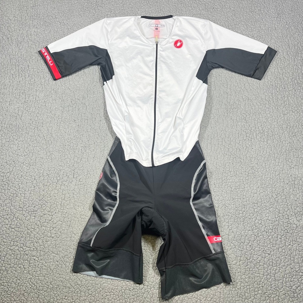 Castelli Rosso Corsa Cycling Speed Suit Mens 2XL White Black Road Bike One Piece